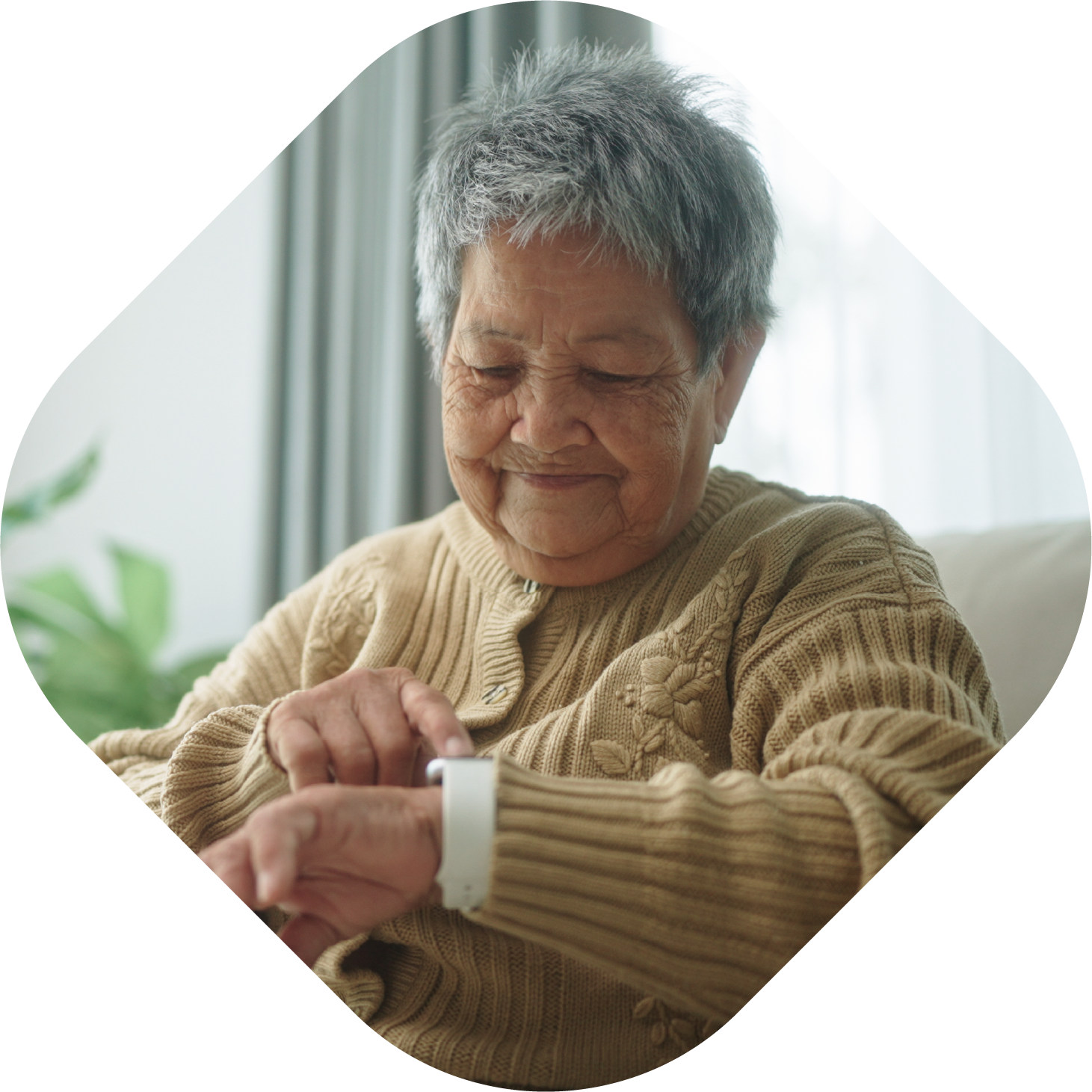 Woman looking at smart watch